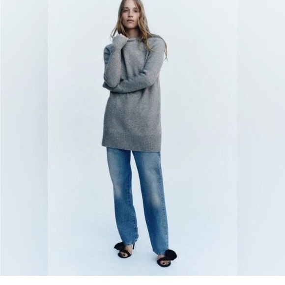 ZARA Women’s Soft Knit Sweater Dress XSmall Heather Grey Preppy Office Normie - Picture 1 of 15